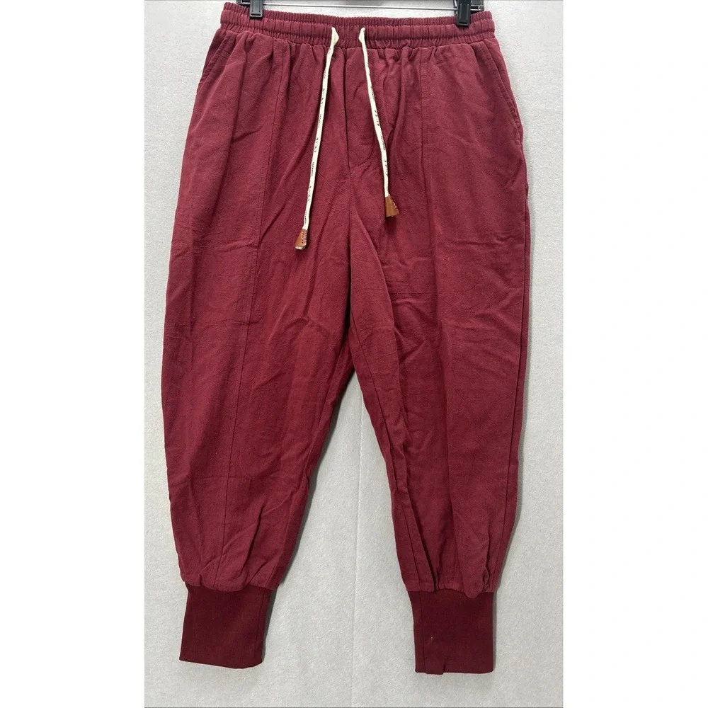 Kidoriman Harem Jogger Pant Burgundy Drop Crotch Mens Size 2XL Streetwear NEW